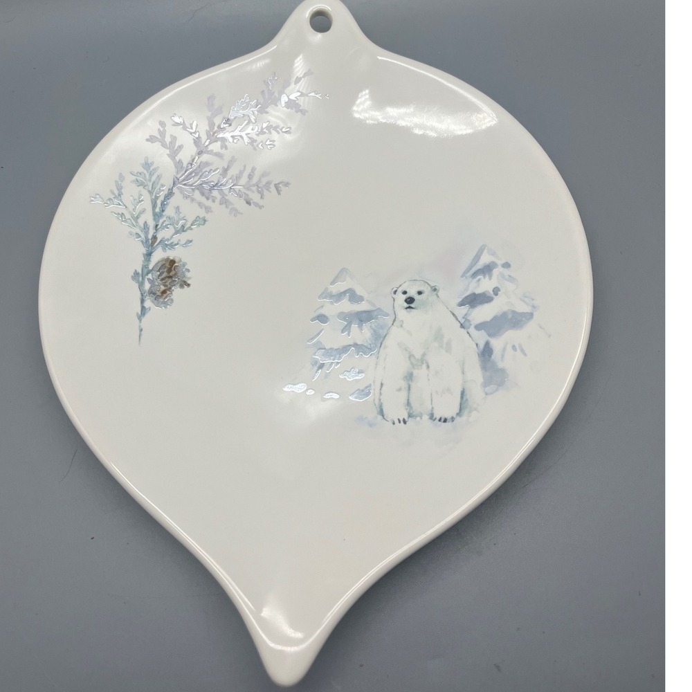 Pfaltzgraff Winter Frost Cookie Plate polar‎ bear design Ornament Shape USA